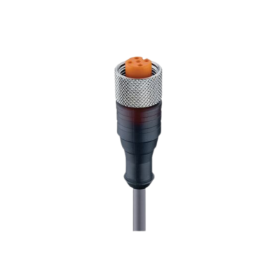 M12 A-coded vrouwelijk translucent behuizing PUR grijs 5-Wire